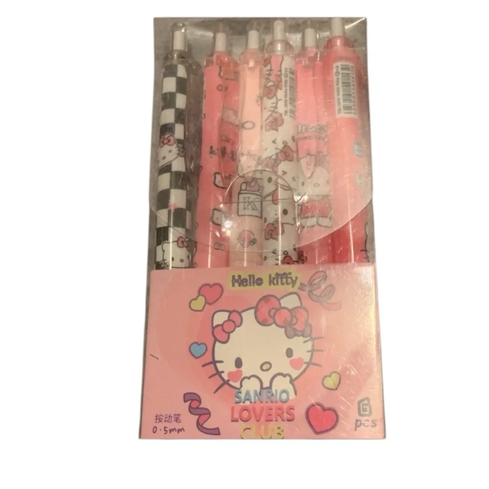 Hello Kitty Sanrio Click Pen Black n White checked NEW NWT in package - Two Pens